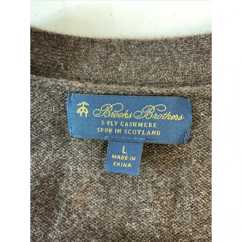 Brooks Brothers 3 Ply Scottish Cashmere Cardigan Sweater Brown Grandpa Academia